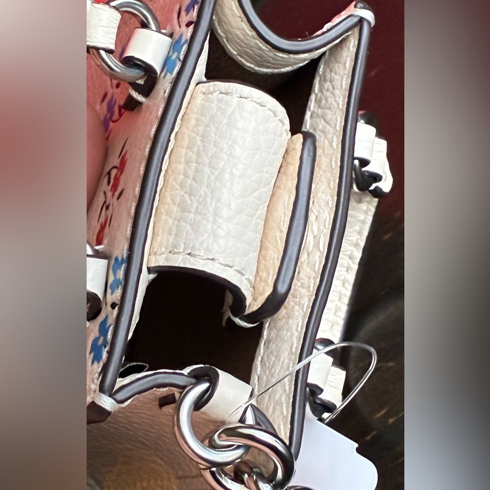 Coach Floral Key Holder in White with Red and Blue Accents - Picture 6 of 13